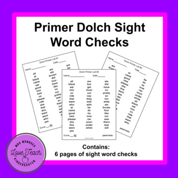 Preview of Fluency: Dolch Primer Sight Word Checks