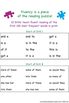 Preview of Fluency Drills with High Frequency Words