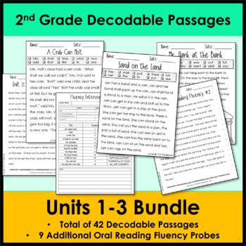 Preview of Fluency FUN! Decodable Passages for 2nd Grade: Units 1 - 3 Bundle