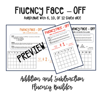 Preview of Fluency Face Off: Addition ( +1 through +10 and Doubles)