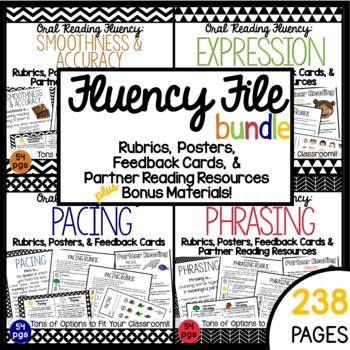Preview of Fluency Rubrics, Posters, Feedback Cards and Partner Reading (Bundle)