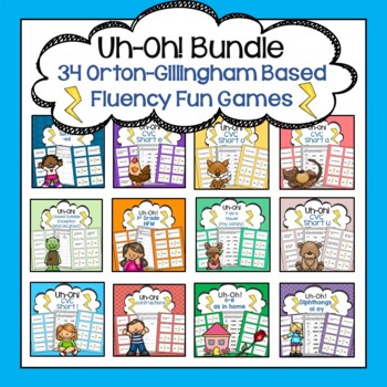Preview of Orton-Gillingham Based Fluency Fun: Uh-Oh Sentence Reading Game Bundle