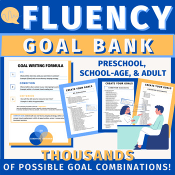 Preview of Fluency GOAL BANK: Stuttering and Cluttering Goals (all ages)