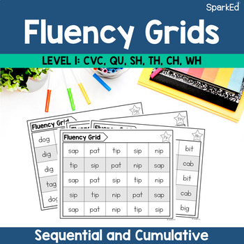 Preview of Fluency Grids - CVC Decoding Practice | EDITABLE | Level 1 | Structured Literacy