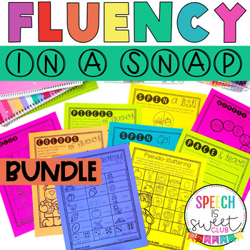 Preview of Stuttering Activities | Fluency in a Snap Bundle | Speech Therapy | Summer etc