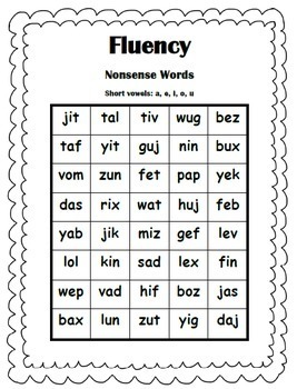 Nonsense Word Fluency — Kindergarten Kiosk