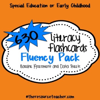 Preview of Fluency Pack {630 Literacy Flashcards, Baseline Assessment and Data Sheets}