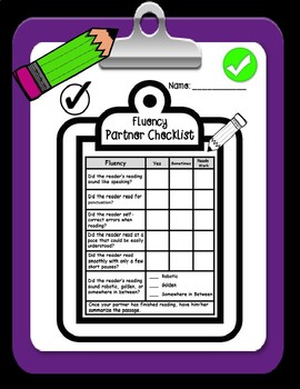 Preview of Reading Fluency Partner Checklist