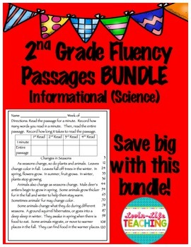 Preview of Fluency Passages 2nd Grade Informational Science BUNDLE with Words Per Minute