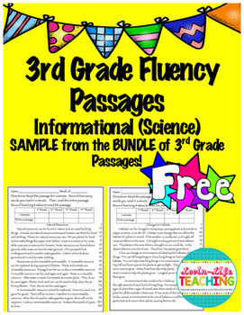 Preview of Fluency Passages 3rd Grade Informational BUNDLE PREVIEW- Freebie of the Week!