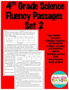 Fluency Passages 4th Grade Science BUNDLE- Informational with Words per