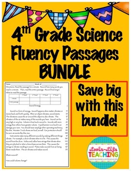 Preview of Fluency Passages 4th Grade Science BUNDLE- Informational with Words per Minute