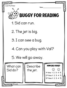 Fluency Preprimer First Grade by Teach123-Michelle | TpT