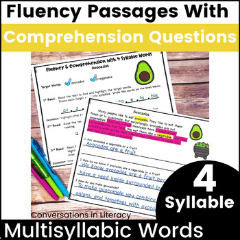 Preview of Fluency Passages | Reading Comprehension Decoding Multisyllabic Words 4 syllable