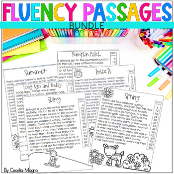 Preview of Fluency Passages and Comprehension Questions for the Year Digital and Printable