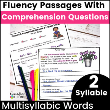 Preview of Fluency Passages | Reading Comprehension Decoding Multisyllabic Words 2 syllable