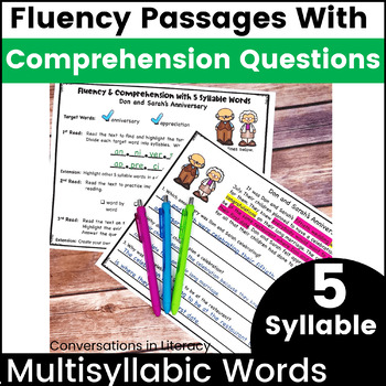 Preview of Fluency Passages | Reading Comprehension Decoding Multisyllabic Words 5 syllable