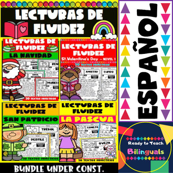 Preview of Fluency Passages in Spanish - Bundle - Holidays Dec-April