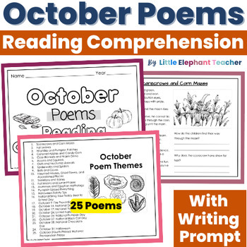 Preview of Fluency Poems October Poetry with Reading Comprehension and Questions - Writing