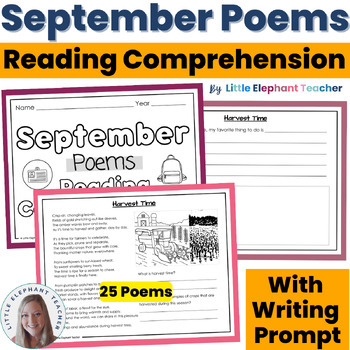 Preview of Fluency Poems for September with Reading Comprehension and Questions - Writing