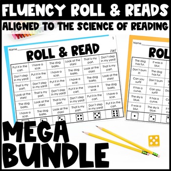 Preview of Decodable Phonics Fluency Practice Sentences - Roll and Read BUNDLE