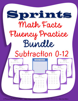 Preview of Fluency Practice Subtraction Bundle 0-12's