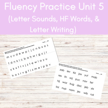 Preview of Fluency Practice: letter sounds, CVC, HFW, and handwriting Unit 5