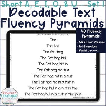 Preview of Fluency Pyramids | Decodable Text | Short A E I O U | Set 1