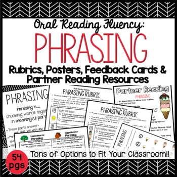 Preview of Fluency:  PHRASING Rubrics, Posters, Feedback Cards, & Partner Reading