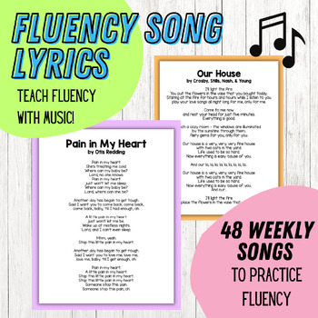 Preview of Fluency Song Lyrics - Teach Fluency with Real Music!