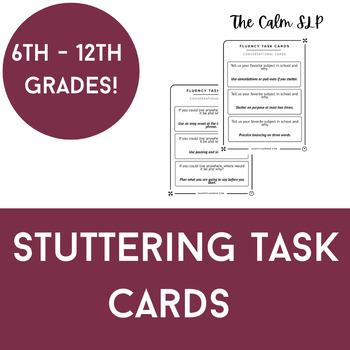 Preview of Fluency (Stuttering) Task Cards for Speech Therapy