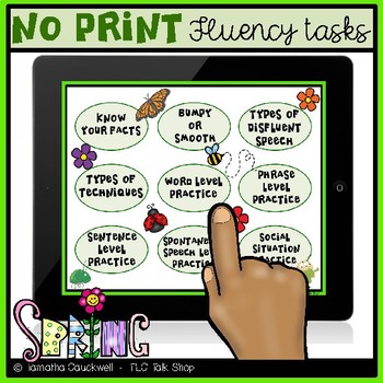 Preview of Fluency (Stuttering) Tasks No Print: Spring