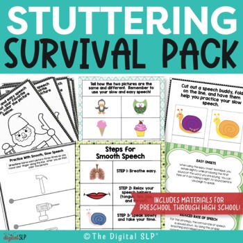 Preview of Fluency Survival Pack - Stuttering Materials for Preschool through High School