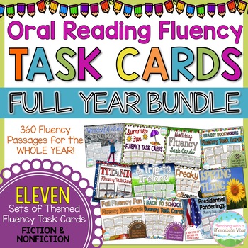 Preview of Fluency Task Cards BUNDLE | A FULL YEAR of Fluency Practice | Science of Reading
