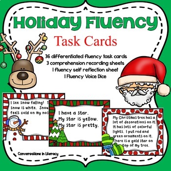 Preview of Fluency Task Cards Christmas Holiday Activities