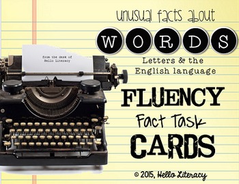 Preview of Fluency Task Cards {Fun Facts about Words}