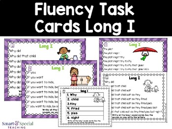 Preview of Fluency Task Cards (Long I Vowel Teams) Orton-Gillingham Dyslexia/RTI