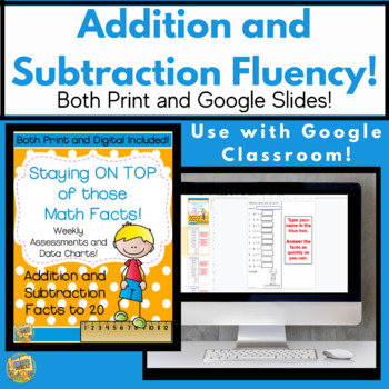 Preview of Fluency - Time Tests - Addition and Subtraction to 20!  PRINT and DIGITAL
