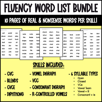 Preview of Decodable Fluency Word List Bundle!