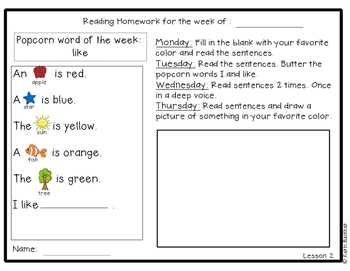 weekly fluency homework