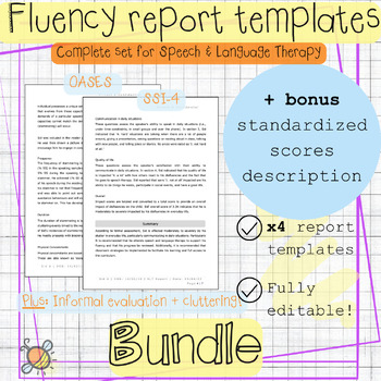 Preview of Cluttering & stuttering report templates BUNDLE | OASES SSI-4 | Speech therapy