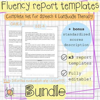 Preview of Stuttering assessment report template BUNDLE | OASES SSI Speech language therapy
