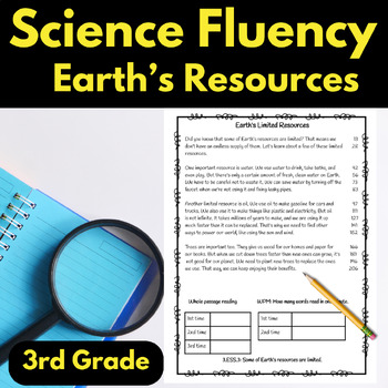 Preview of Fluency passages 3rd grade science earth's resources with comprehension question