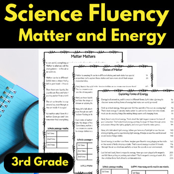 Preview of Fluency passages 3rd grade science matter energy oral reading fluency tracker