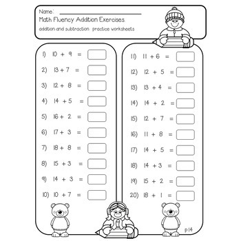 Fluency practice Worksheets , Addition and Subtraction Within 100 ...