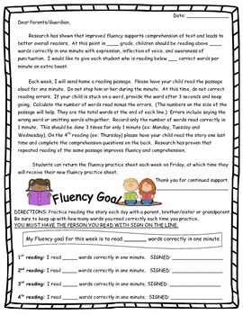 Preview of Fluency practice note to parents & tracking log