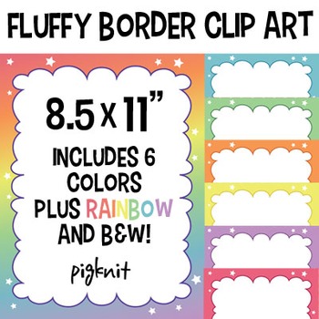 Preview of Fluffy Border Stars and Rainbow Clipart Frames