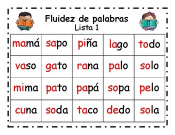 Fluidez de Palabras by Bilingual Apples | Teachers Pay Teachers