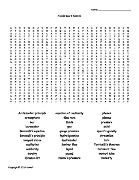 fluids vocabulary word search for physics or physical science tpt