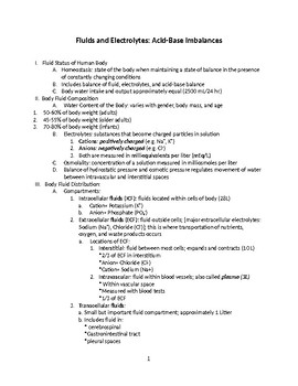 Preview of Fluids and Electrolytes Quick Review Outline and Handout